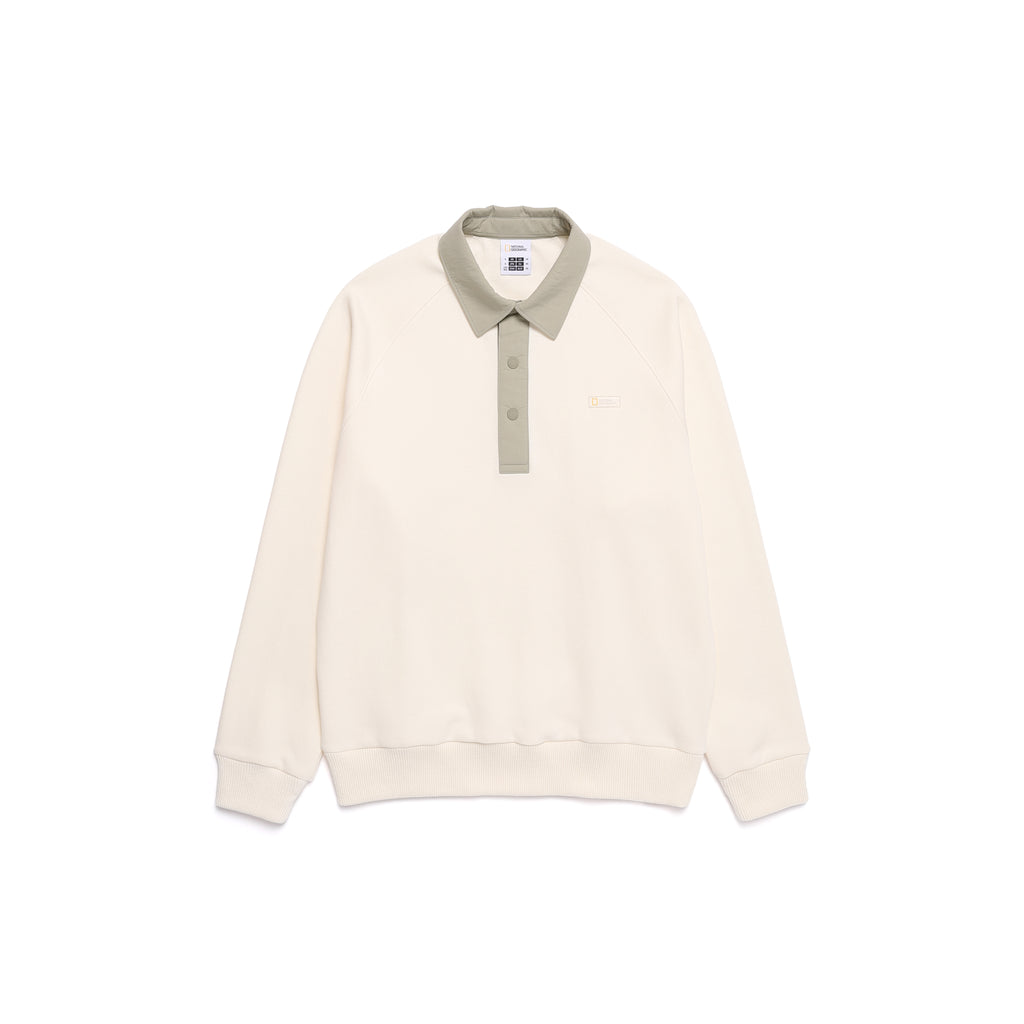 Unisex Pitta Collar Semi-Over Fit Sweatshirt- Ivory