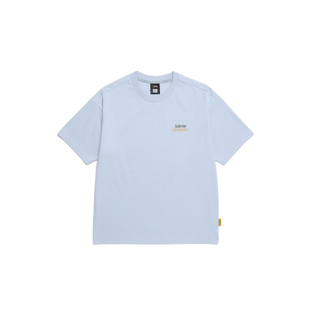 Unisex Regen Askin Travel Graphic Semi Oversized T-Shirt- L/Blue