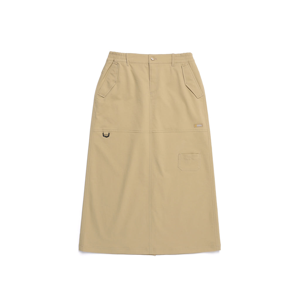 Women'S Waist Banded Long Skirt- Sand Beige