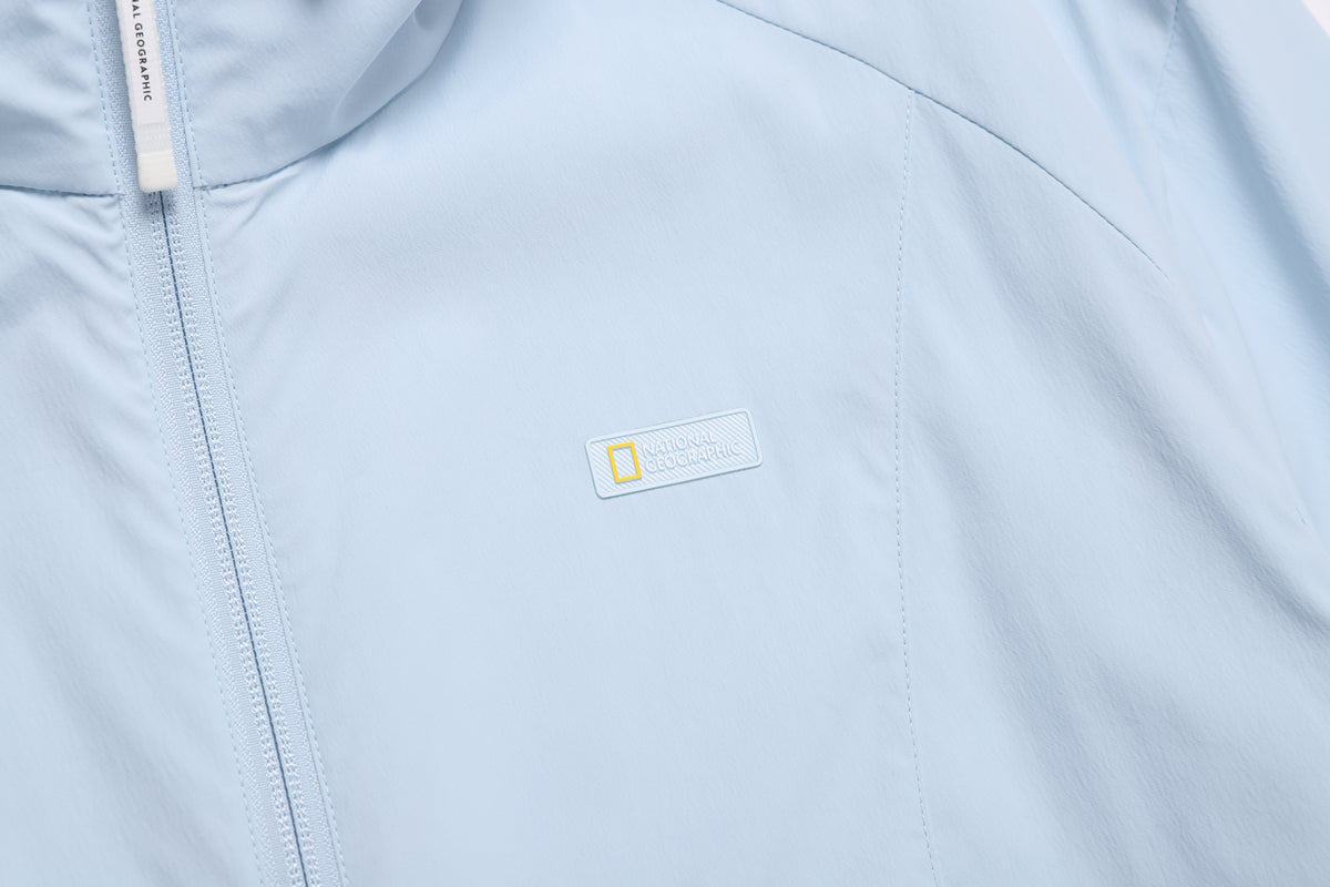Women'S Frozen Cube Standneck Windbreaker- L/ Blue