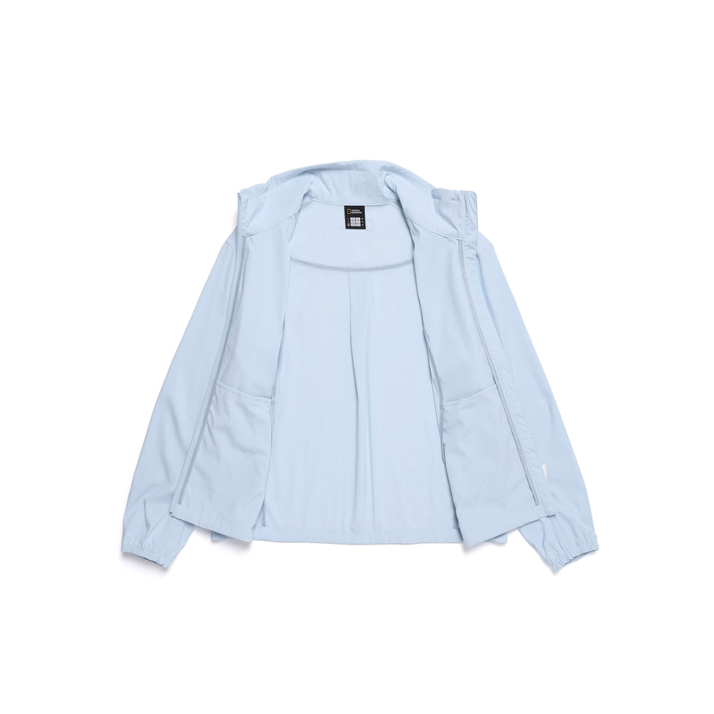 Women'S Frozen Cube Standneck Windbreaker- L/ Blue