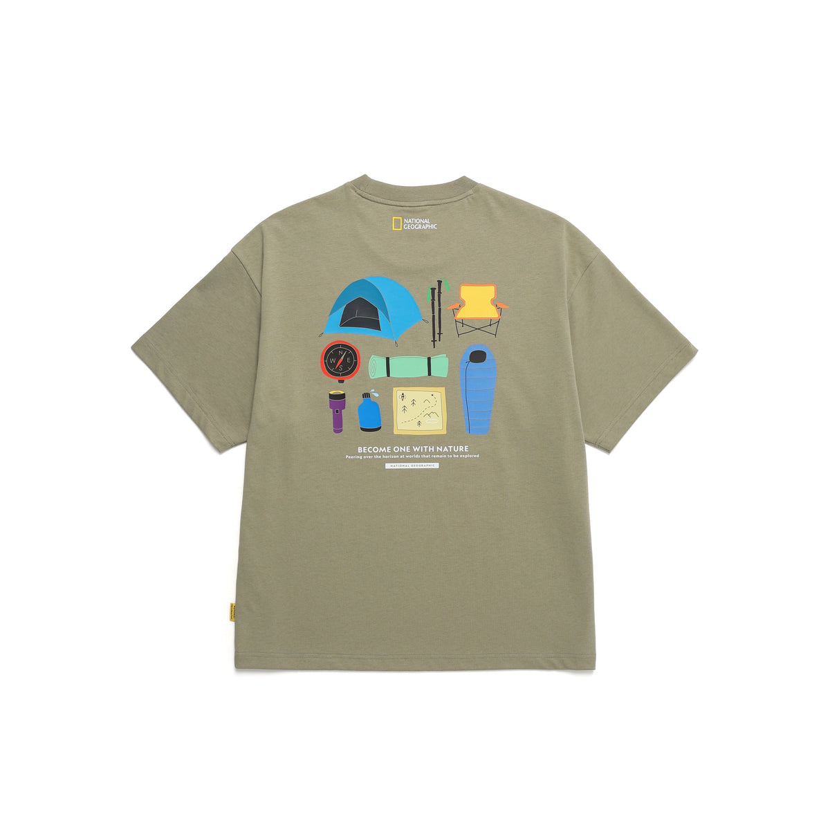 Unisex Camping Graphic T-Shirt- Lichen Khaki
