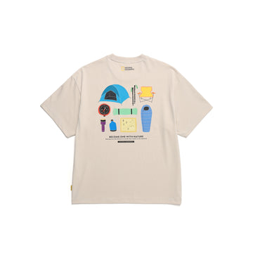 UNISEX CAMPING GRAPHIC T-SHIRT- OAK BEIGE