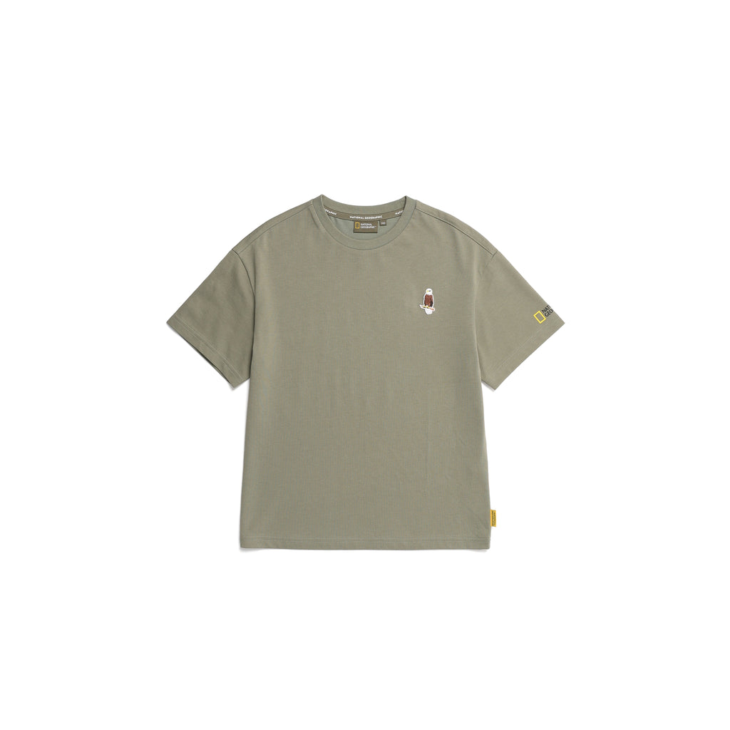 Kids Short Sleeved T-Shirt W/ Animal Patch And Graphic (Bald Eagle)