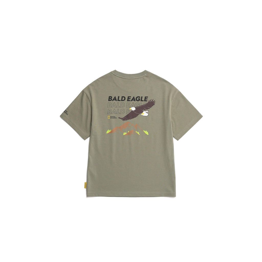 Kids Short Sleeved T-Shirt W/ Animal Patch And Graphic (Bald Eagle)