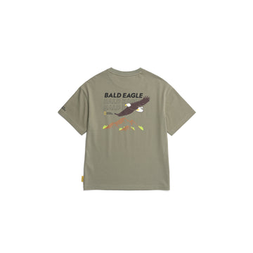 KIDS SHORT SLEEVED T-SHIRT W/ ANIMAL PATCH AND GRAPHIC (BALD EAGLE)