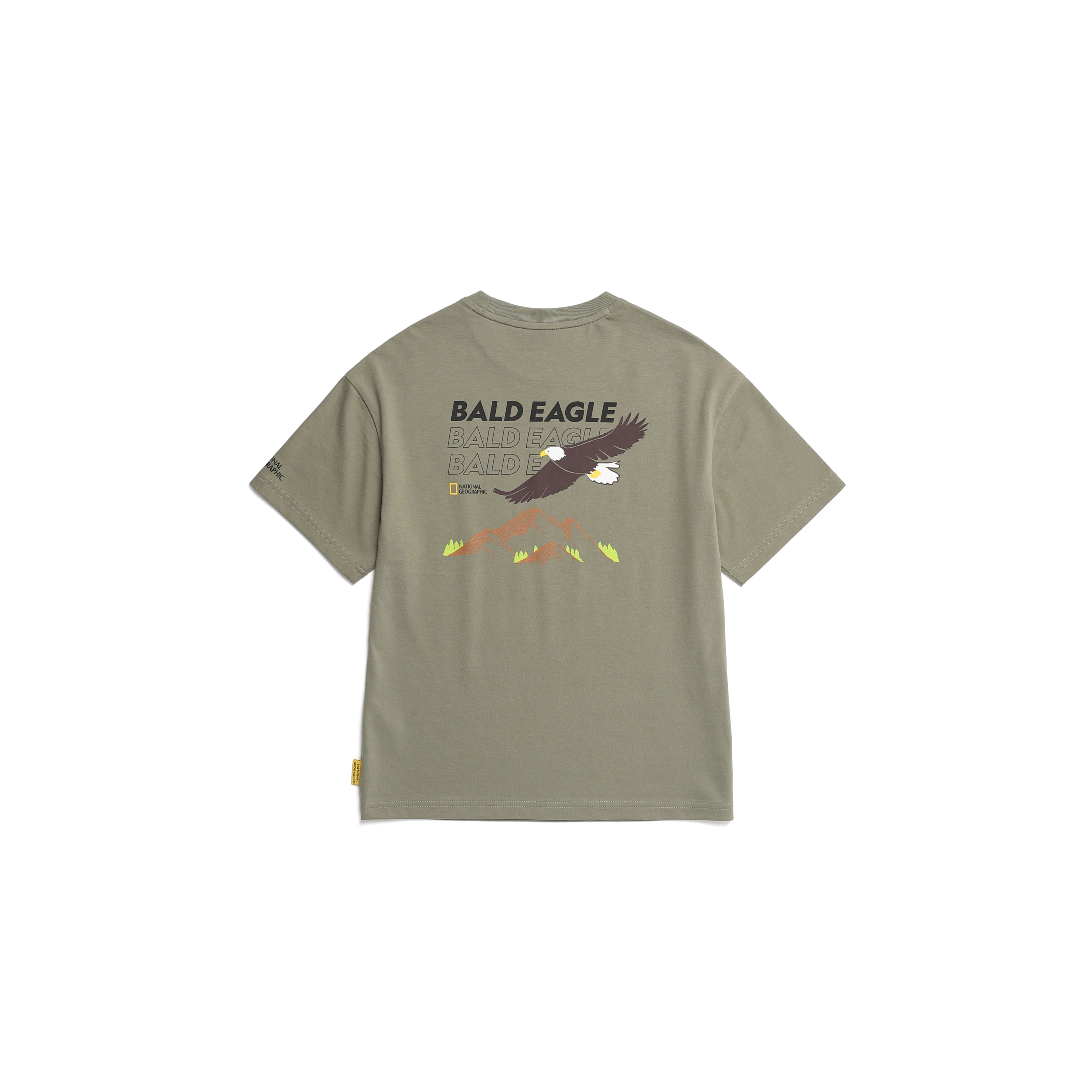 Kids Short Sleeved T-Shirt W/ Animal Patch And Graphic (Bald Eagle)