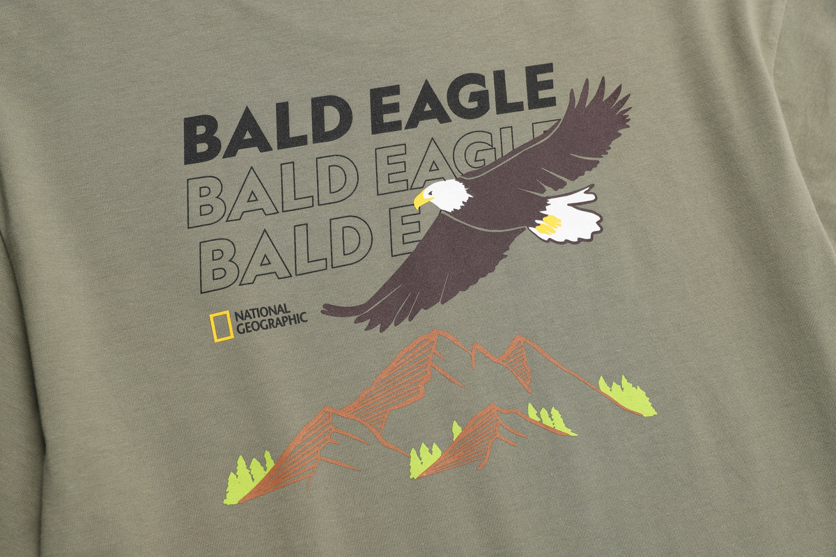 Kids Short Sleeved T-Shirt W/ Animal Patch And Graphic (Bald Eagle)