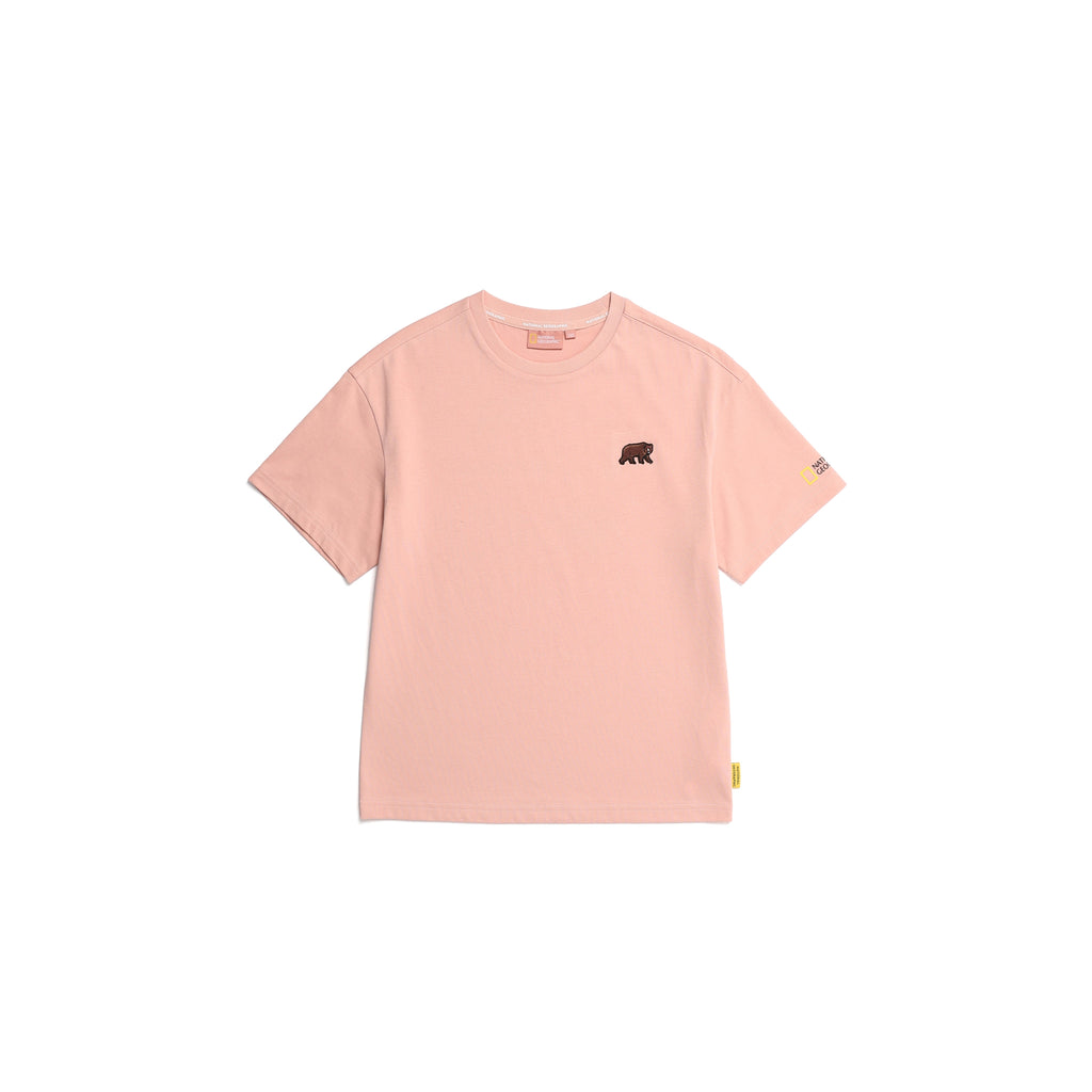 Kids Short Sleeved T-Shirt W/ Animal Patch And Graphic (Grizzly Bear)