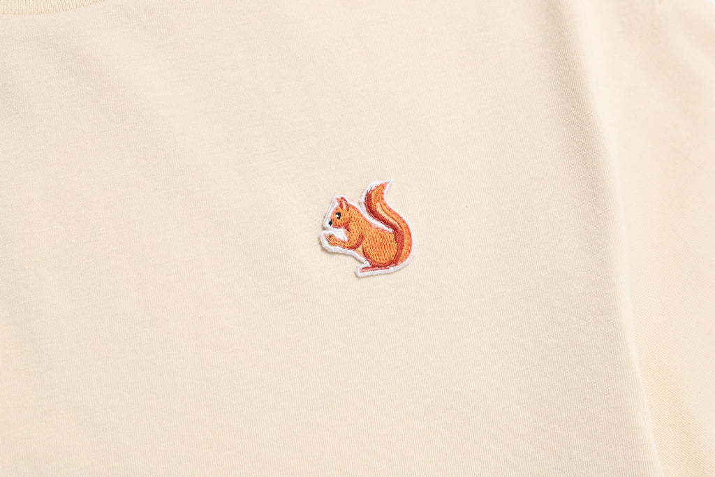 Kids Short Sleeved T-Shirt W/ Animal Patch  And Graphic (Red Squirrel)