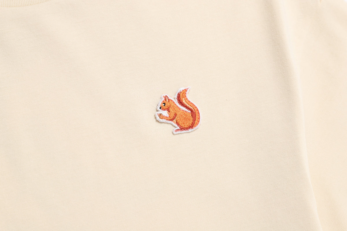 Kids Short Sleeved T-Shirt W/ Animal Patch  And Graphic (Red Squirrel)