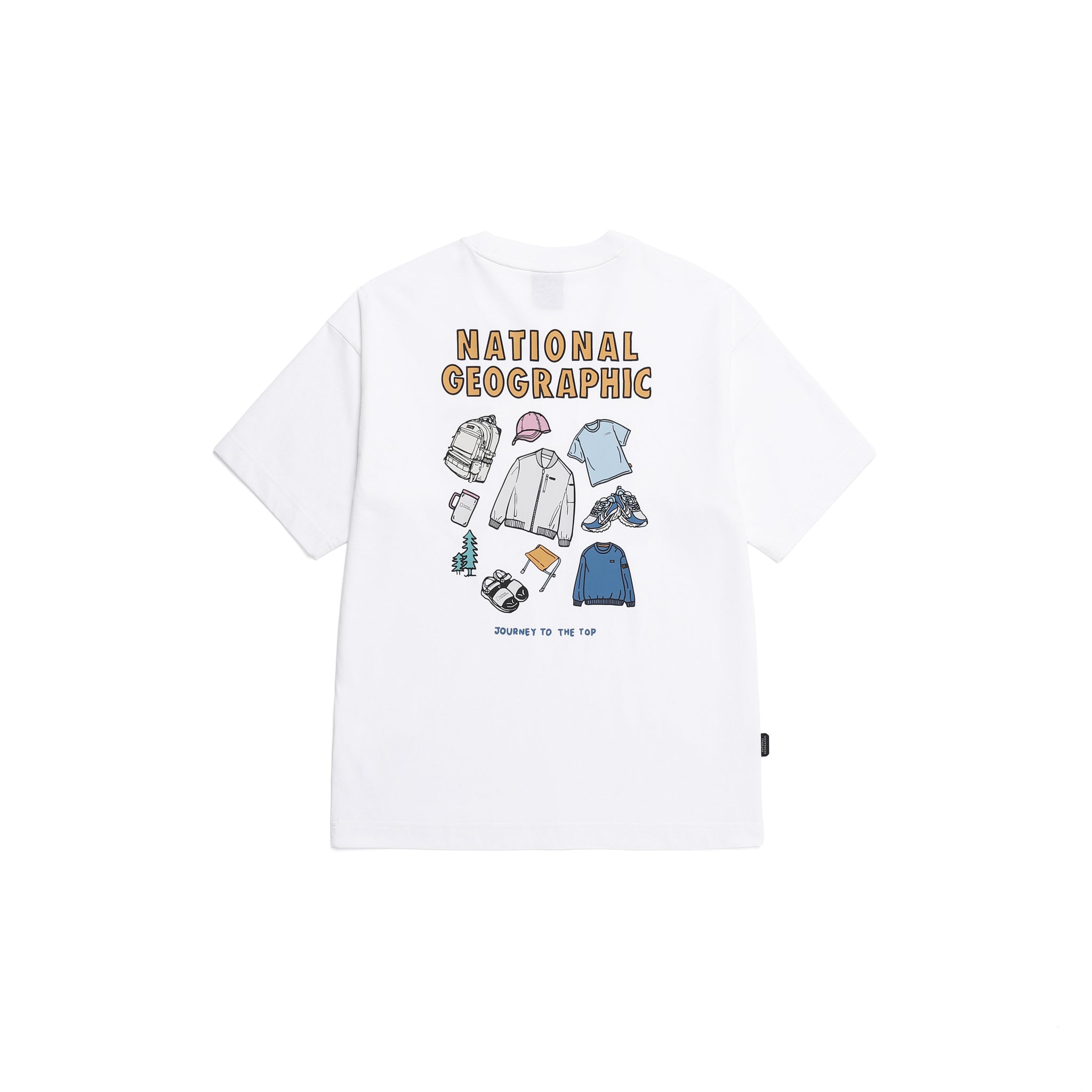UNISEX SEMI-OVER FIT GRAPHIC H/TEE- WHITE