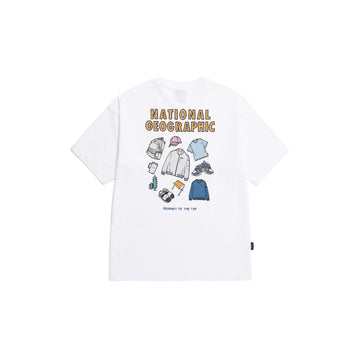 UNISEX SEMI-OVER FIT GRAPHIC H/TEE- WHITE