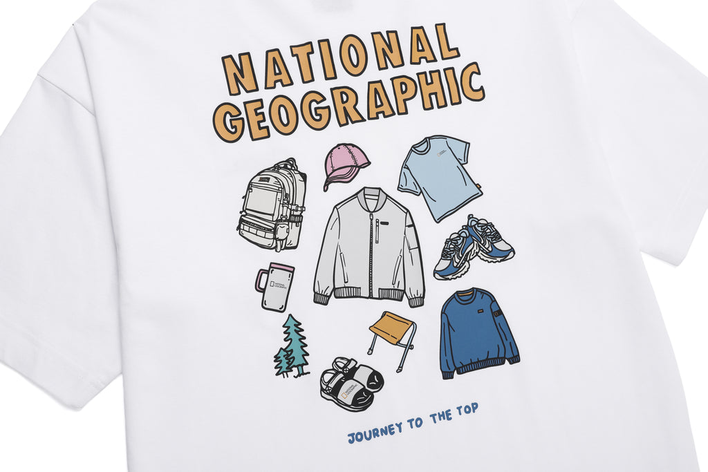 Unisex Semi-Over Fit Graphic H/Tee- White