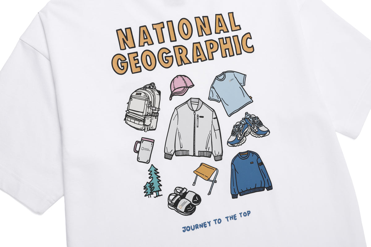 Unisex Semi-Over Fit Graphic H/Tee- White
