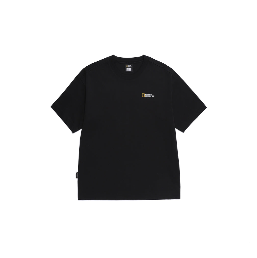 Unisex Semi-Over Fit Graphic H/Tee- Black