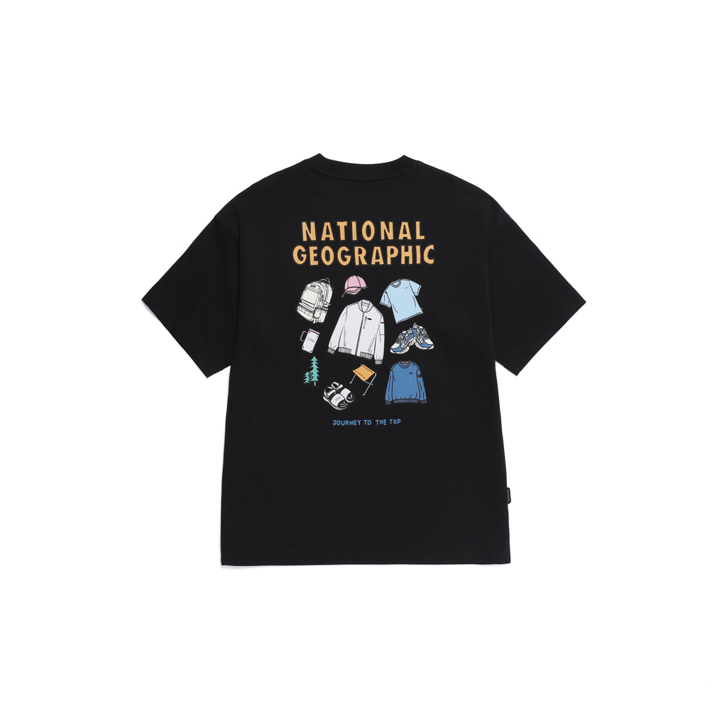Unisex Semi-Over Fit Graphic H/Tee- Black