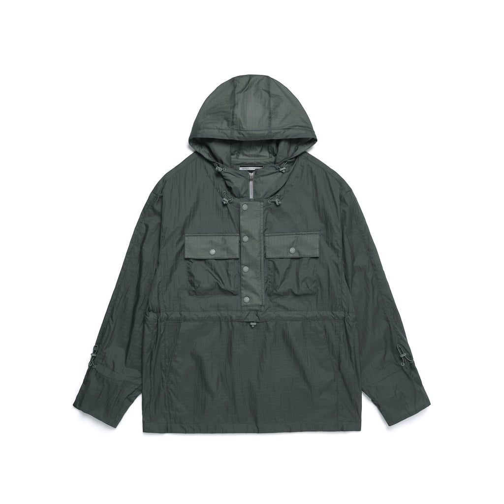 Unisex Nrn Out Pocket Shirring Hoodie Anorak- Khaki Green