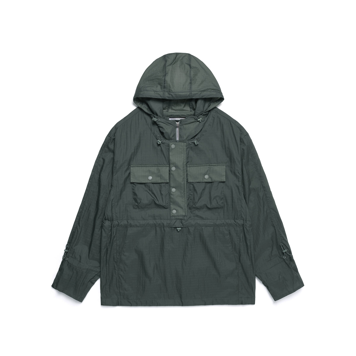 Unisex Nrn Out Pocket Shirring Hoodie Anorak- Khaki Green