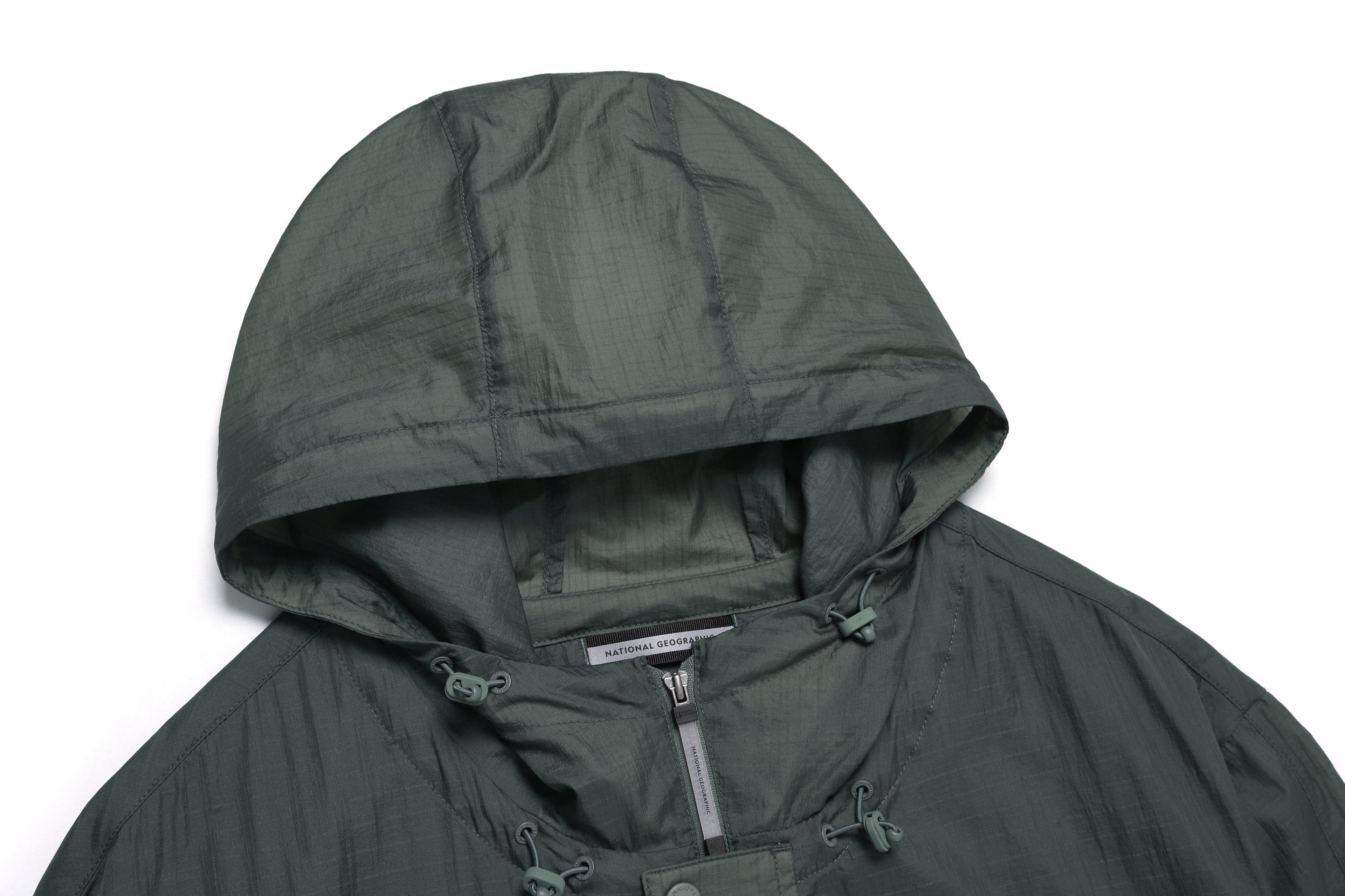 Unisex Nrn Out Pocket Shirring Hoodie Anorak- Khaki Green
