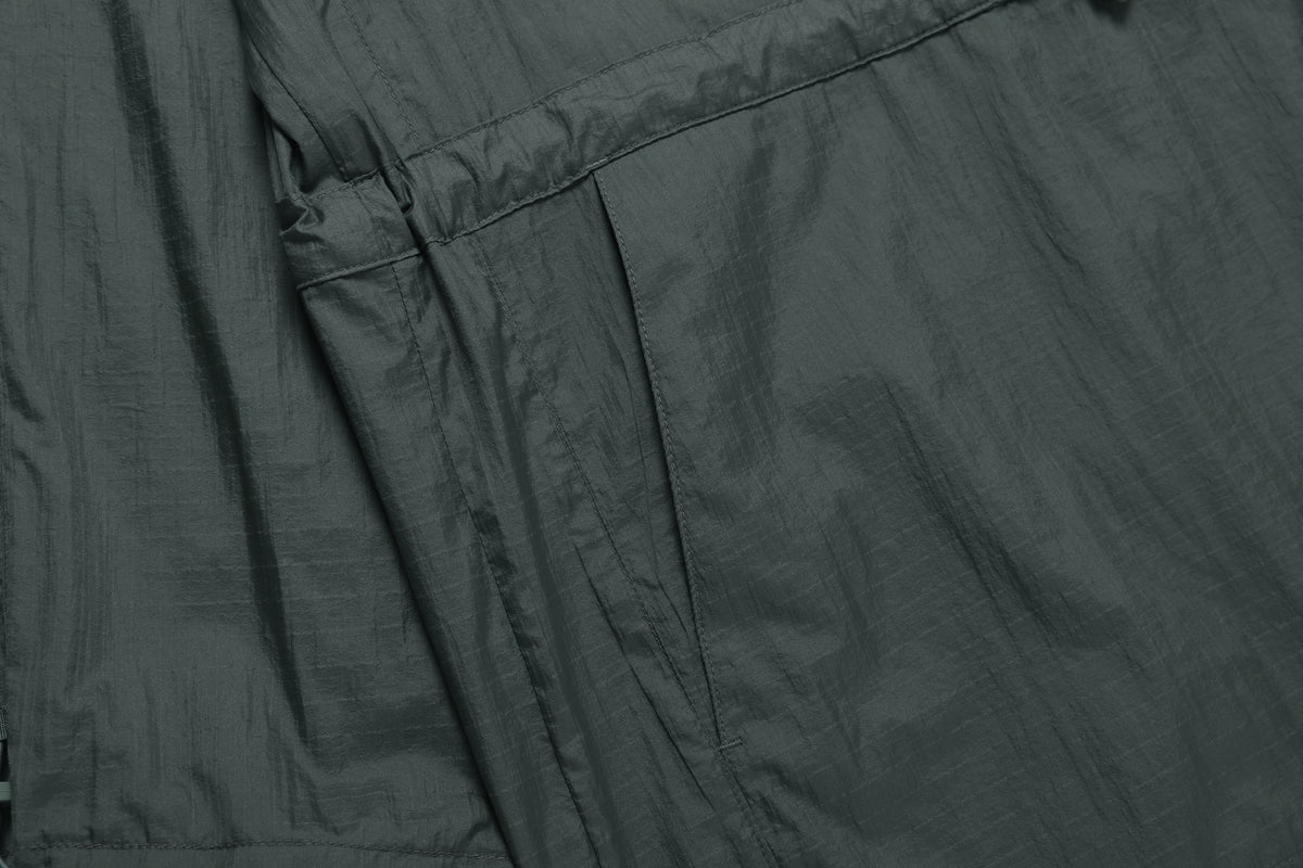 Unisex Nrn Out Pocket Shirring Hoodie Anorak- Khaki Green