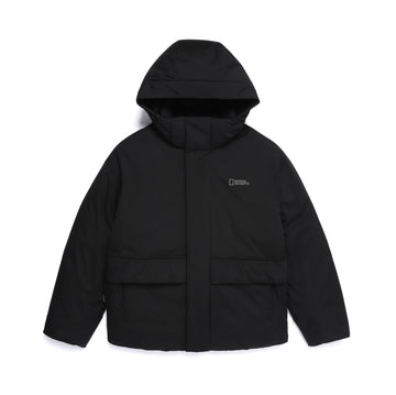 UNISEX SEAMLESS DETACHABLE HOODIE DOWN JACKET- BLACK