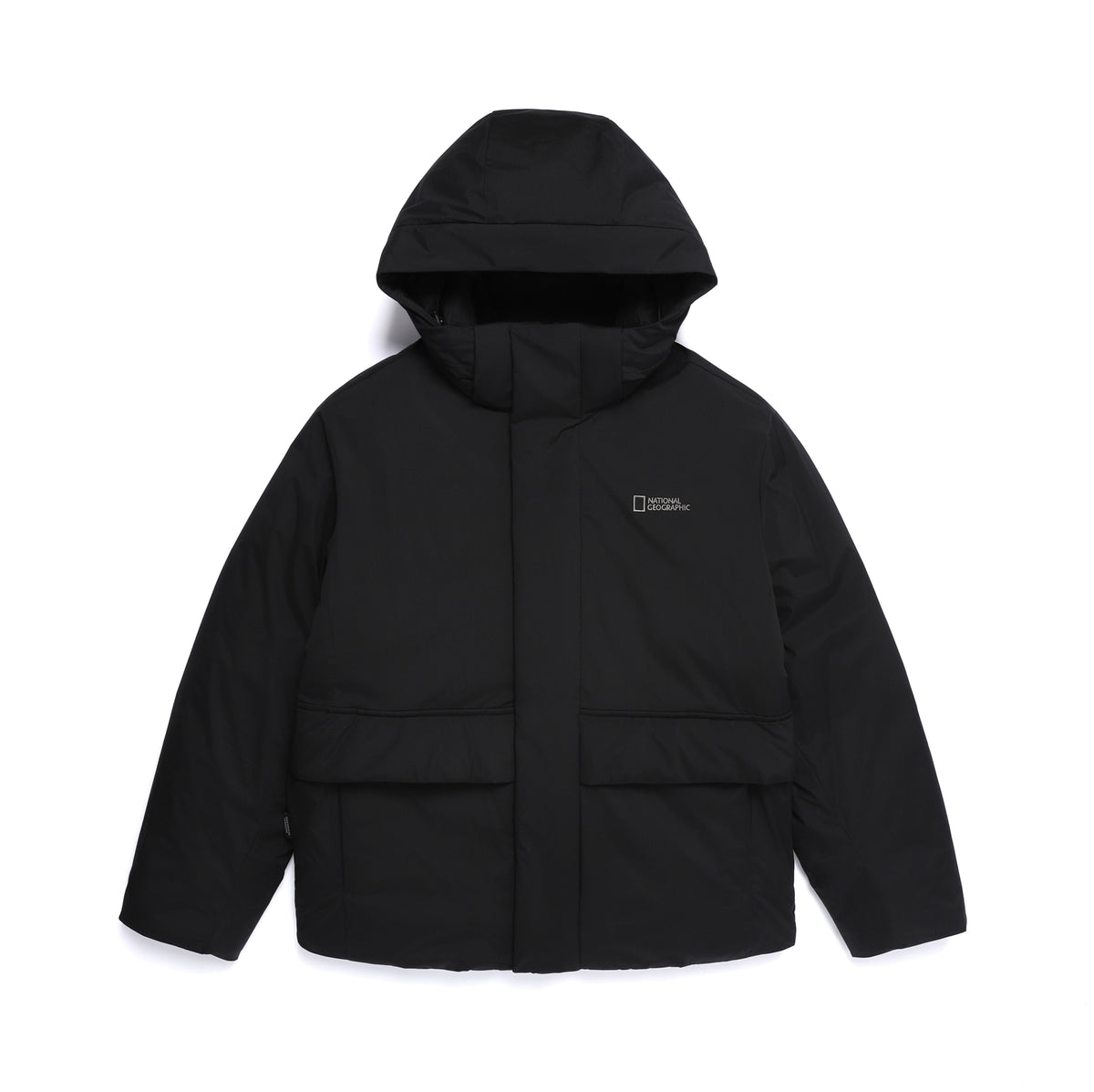 Unisex Seamless Detachable Hoodie Down Jacket- Black