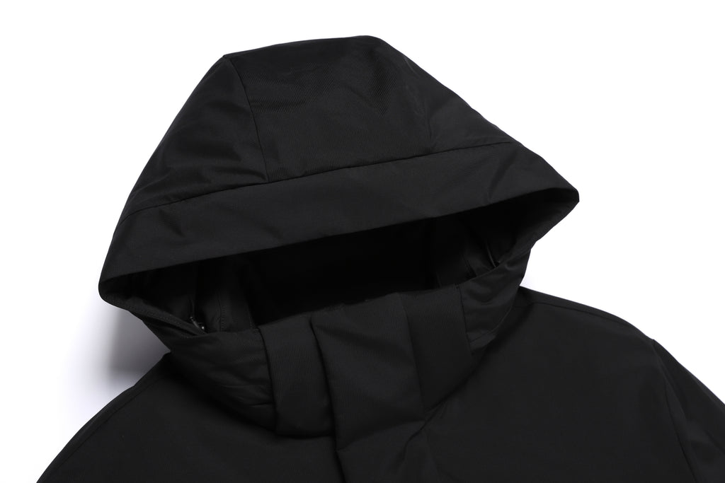 Unisex Seamless Detachable Hoodie Down Jacket- Black
