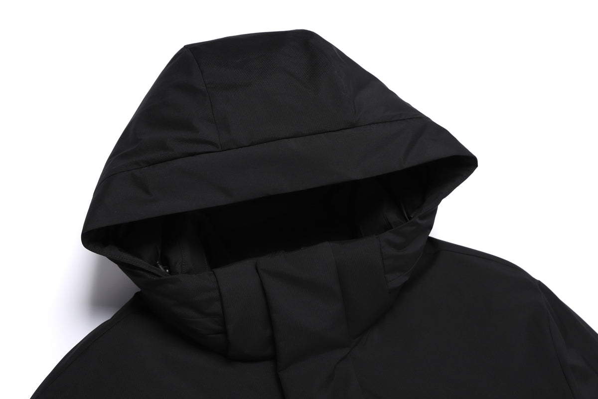Unisex Seamless Detachable Hoodie Down Jacket- Black
