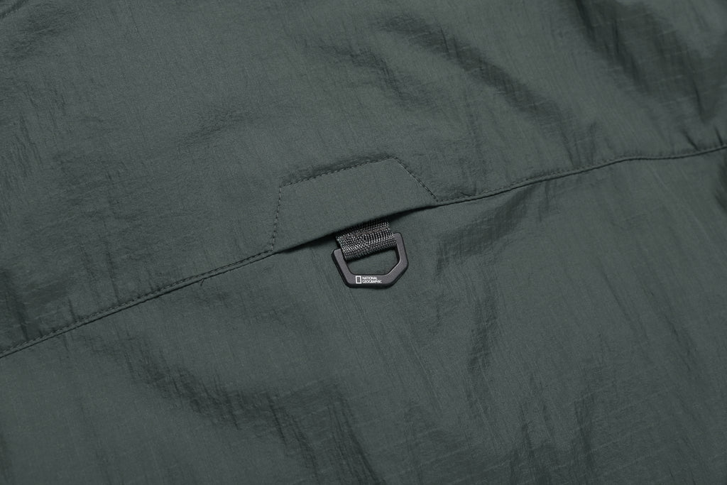 Unisex Nrn Out Pocket Shirring Hoodie Anorak- Khaki Green