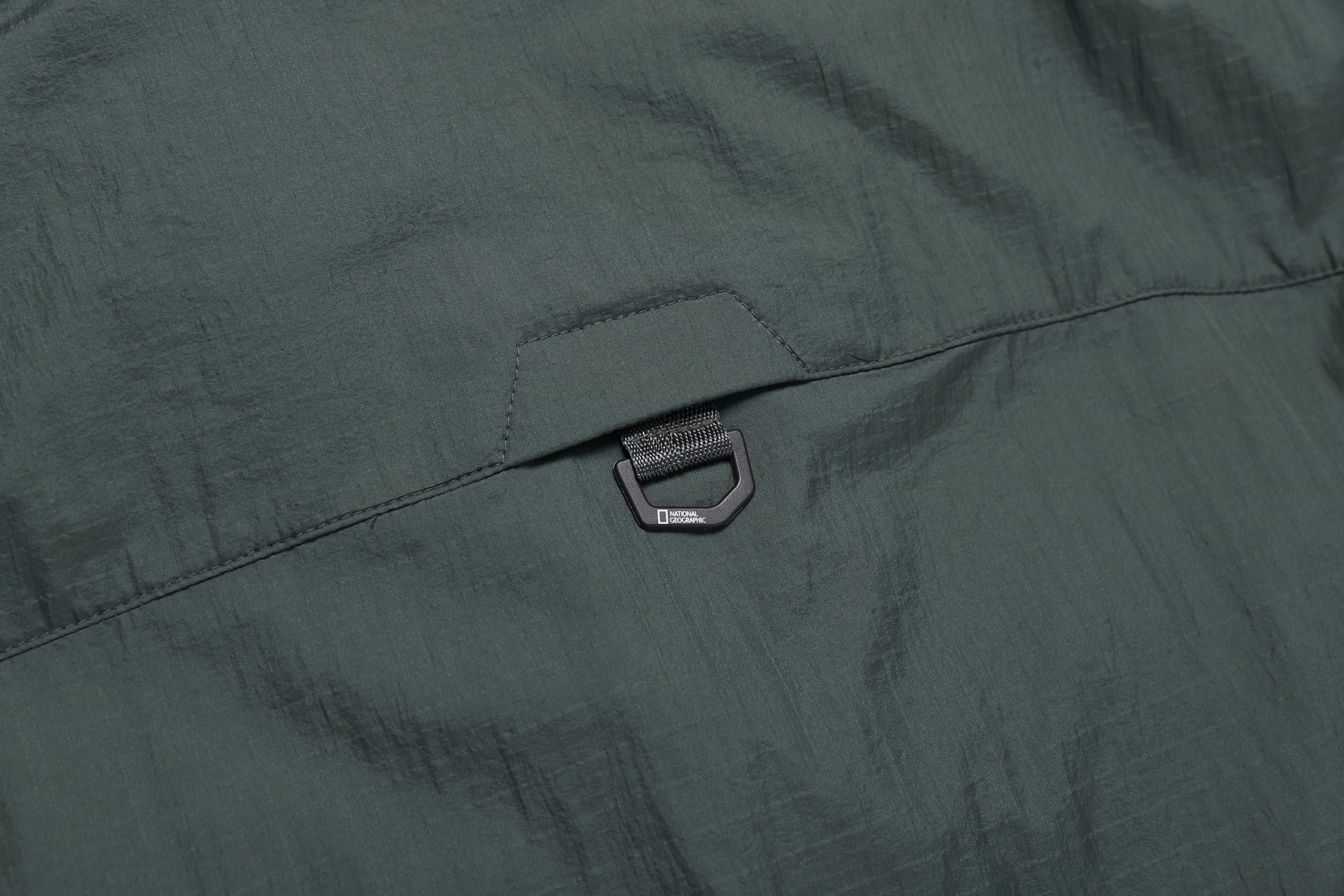 Unisex Nrn Out Pocket Shirring Hoodie Anorak- Khaki Green