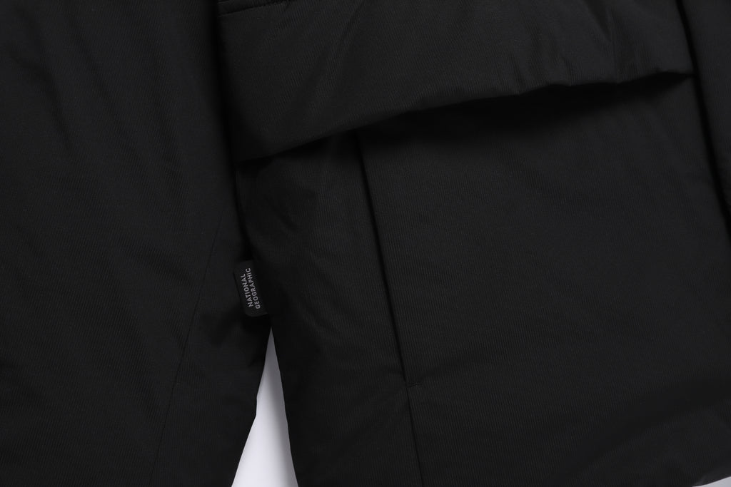 Unisex Seamless Detachable Hoodie Down Jacket- Black