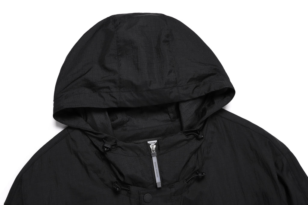 Unisex Nrn Out Pocket Shirring Hoodie Anorak- Carbon Black