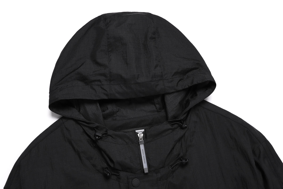 Unisex Nrn Out Pocket Shirring Hoodie Anorak- Carbon Black