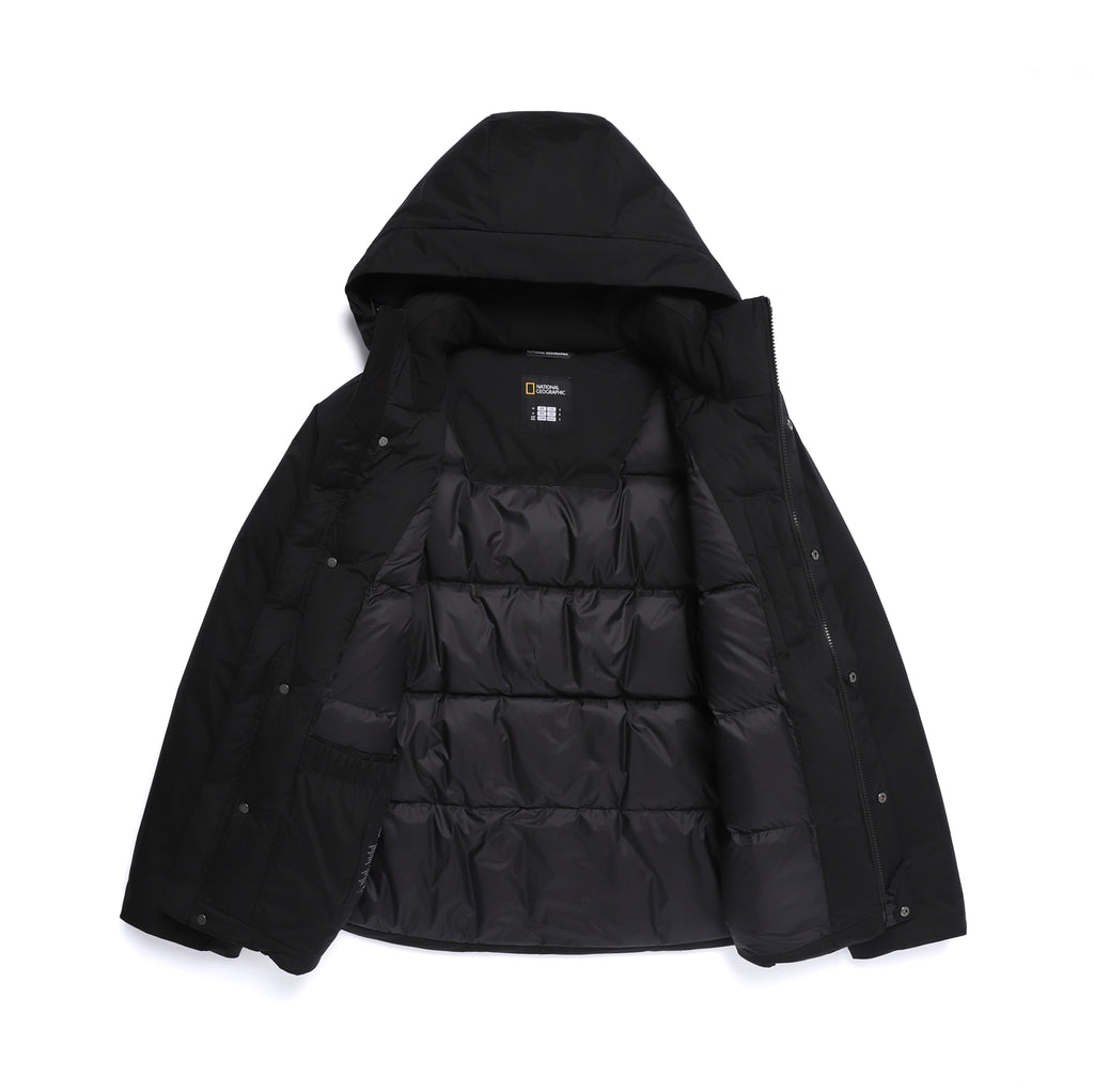 Unisex Seamless Detachable Hoodie Down Jacket- Black