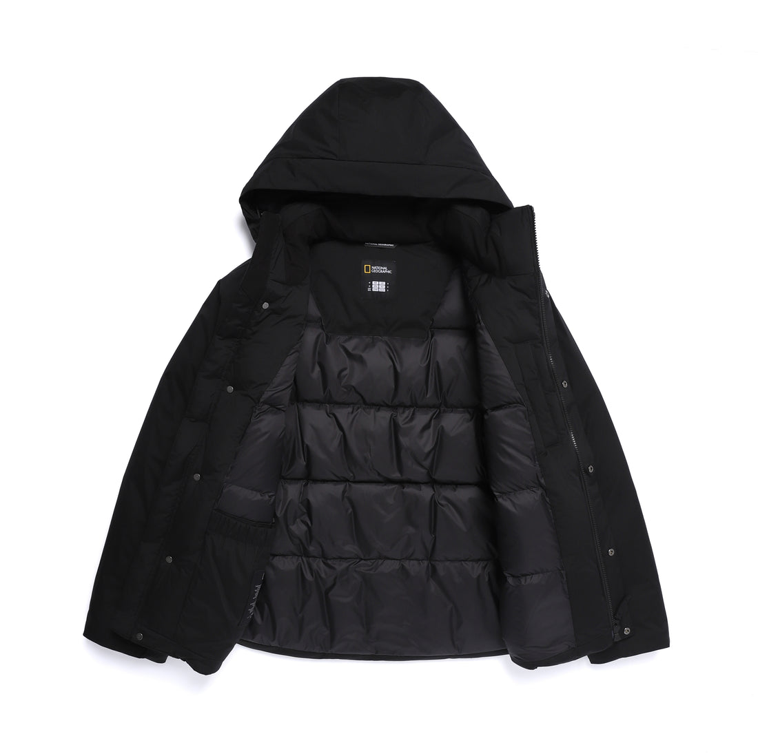 UNISEX SEAMLESS DETACHABLE HOODIE DOWN JACKET- BLACK