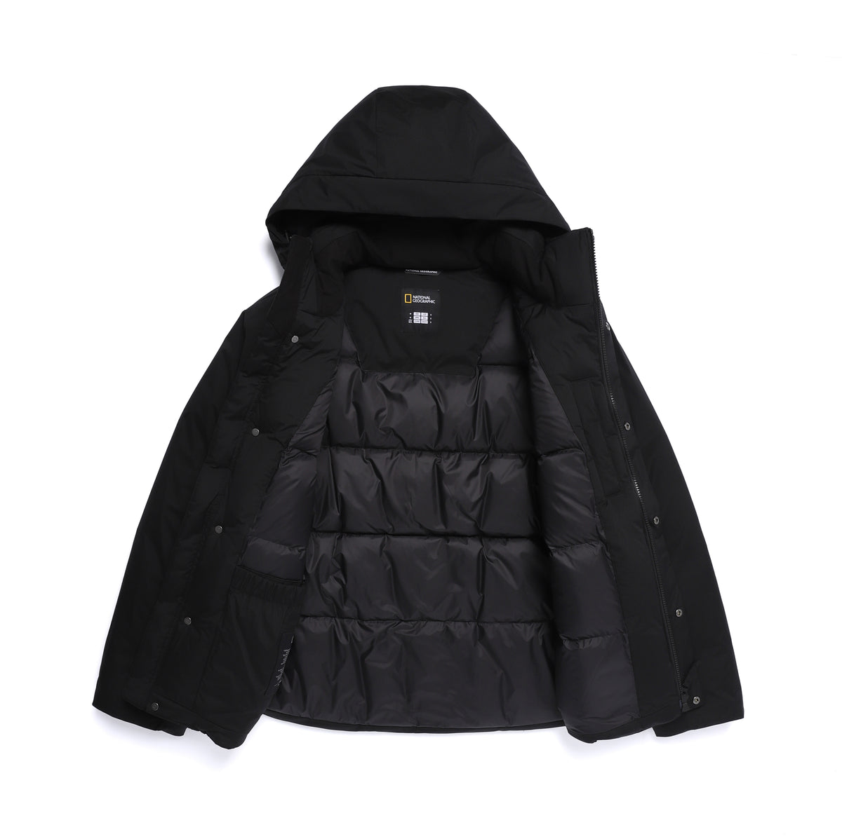 Unisex Seamless Detachable Hoodie Down Jacket- Black