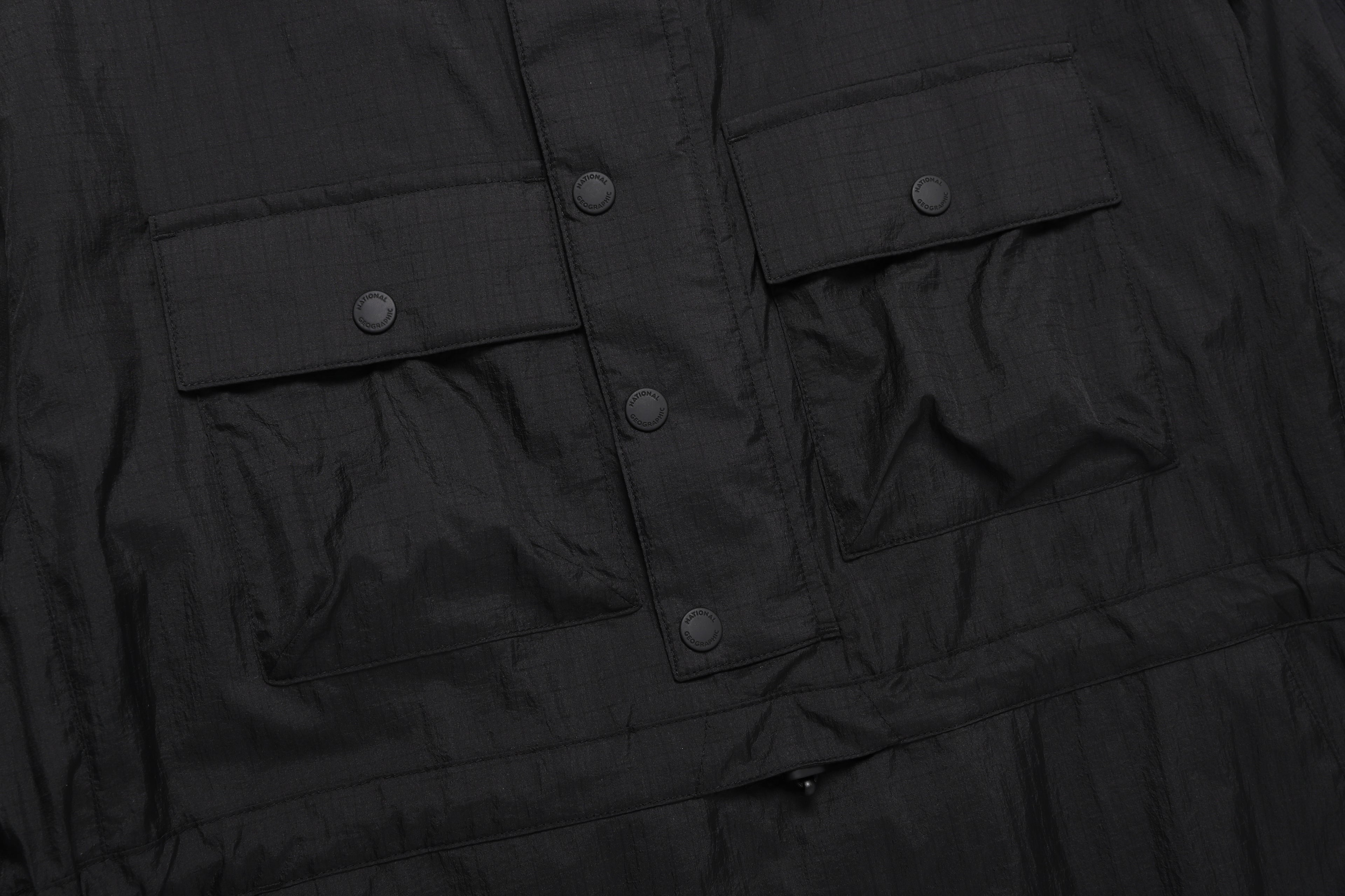 Unisex Nrn Out Pocket Shirring Hoodie Anorak- Carbon Black