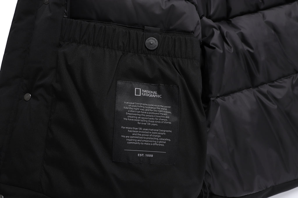 Unisex Seamless Detachable Hoodie Down Jacket- Black