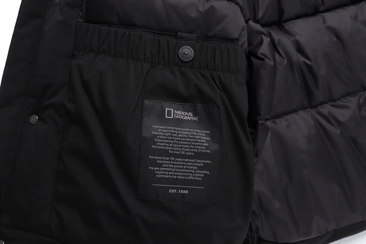 Unisex Seamless Detachable Hoodie Down Jacket- Black