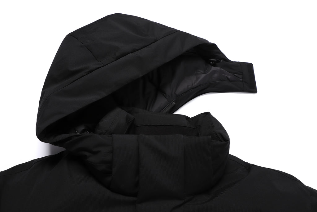 Unisex Seamless Detachable Hoodie Down Jacket- Black