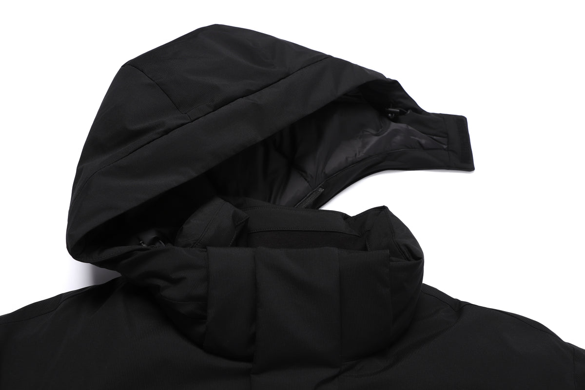 Unisex Seamless Detachable Hoodie Down Jacket- Black