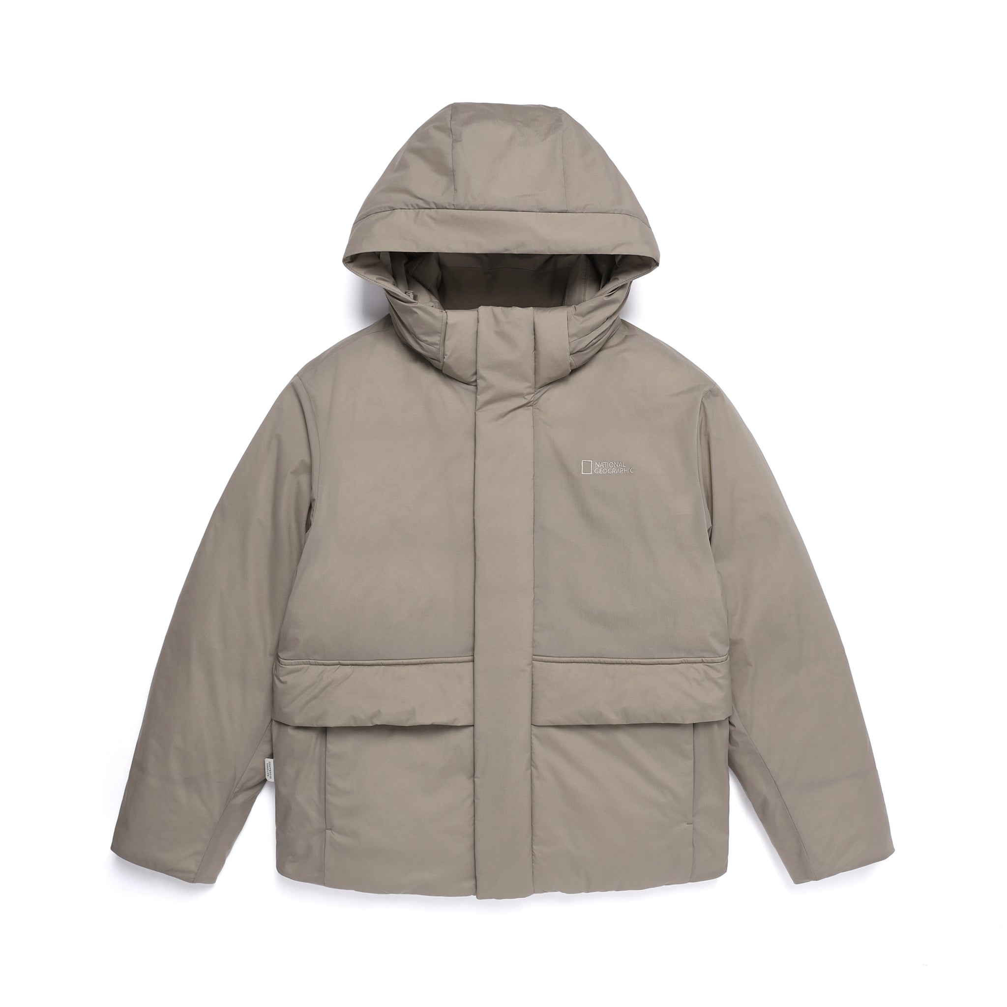 UNISEX SEAMLESS DETACHABLE HOODIE DOWN JACKET- OAK BEIGE