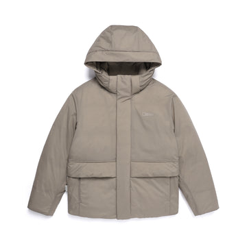 UNISEX SEAMLESS DETACHABLE HOODIE DOWN JACKET- OAK BEIGE