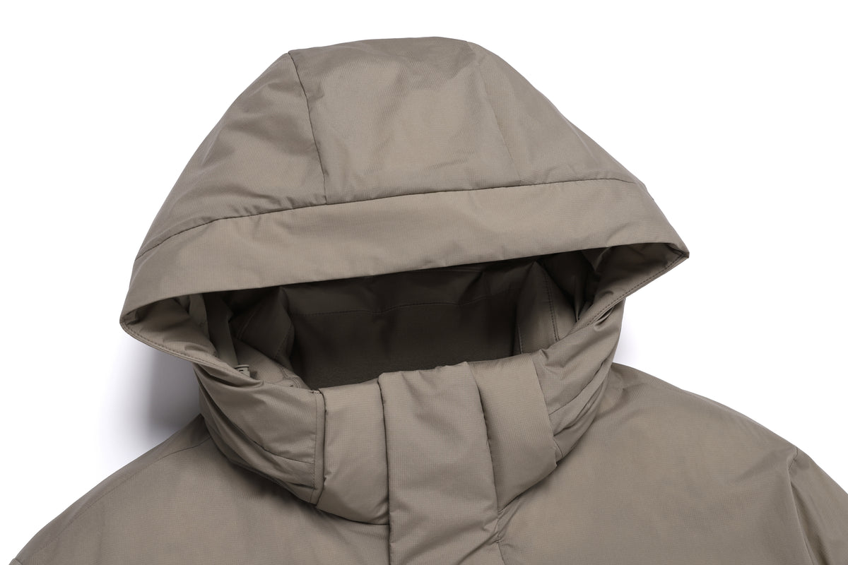 Unisex Seamless Detachable Hoodie Down Jacket- Oak Beige