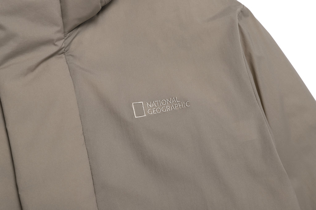 Unisex Seamless Detachable Hoodie Down Jacket- Oak Beige