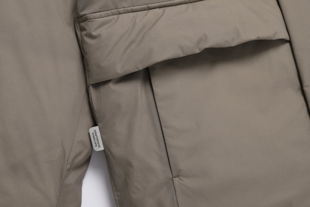 Unisex Seamless Detachable Hoodie Down Jacket- Oak Beige