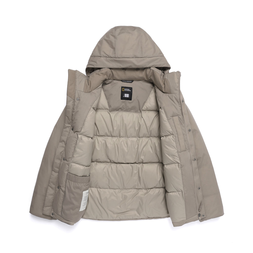 Unisex Seamless Detachable Hoodie Down Jacket- Oak Beige