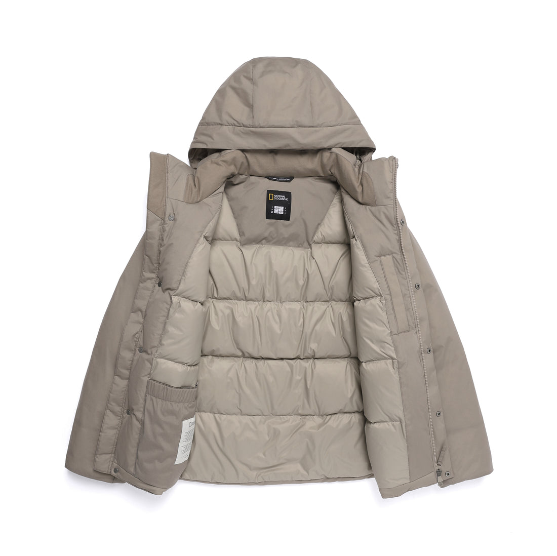 UNISEX SEAMLESS DETACHABLE HOODIE DOWN JACKET- OAK BEIGE