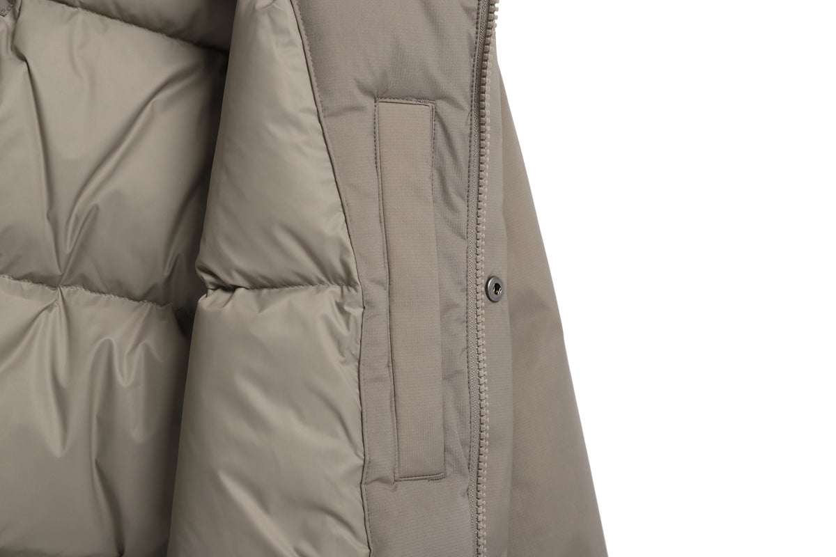 Unisex Seamless Detachable Hoodie Down Jacket- Oak Beige